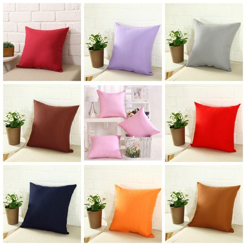 Colorful Solid Color Pillowcases Simple Cushion Cover Candy Color Pillow Case Cover  Office