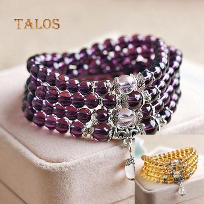 6mm Crystal Stone Boeddhistische Amethist 108 Gebed Charme Dames Kralen Mala Armband Ketting