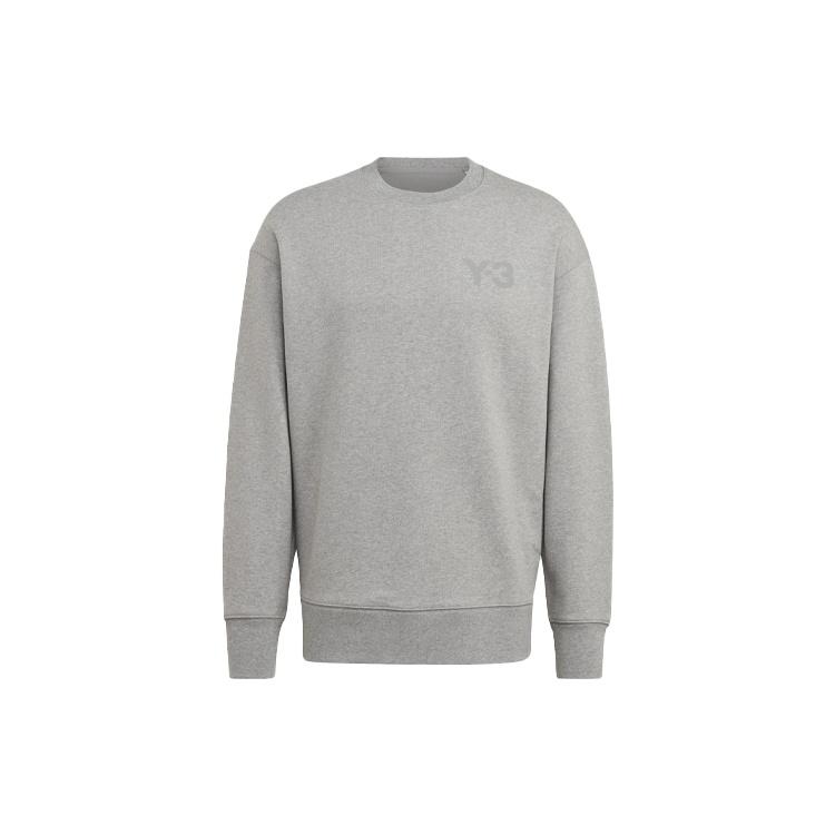 adidas Men s Y-3 SS21 Logo Round Neck Pullover Gray GV4195 L