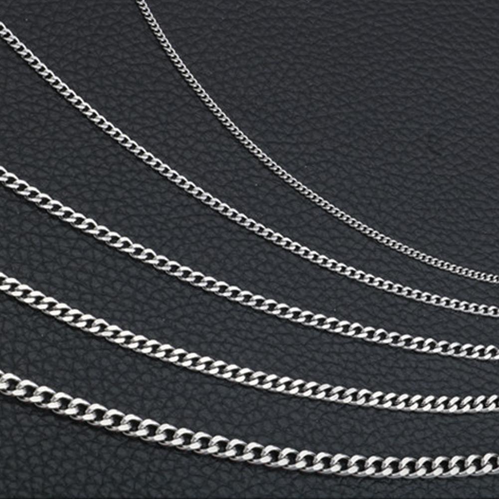 2mm Cuban Chain Necklace For Men Women Vintage Silver Plated Stainless Steel Curb Link Basic Punk Style Choker Collar
