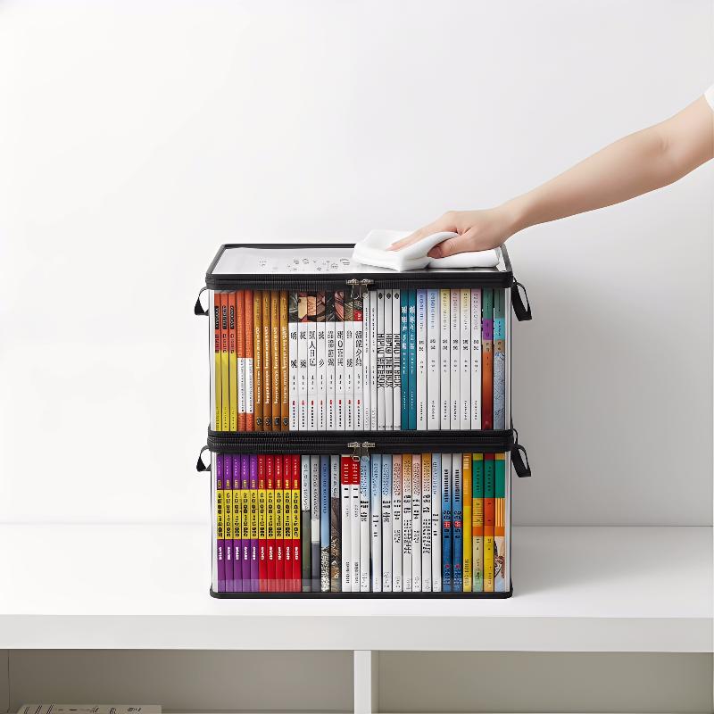 Boîte de rangement en PVC transparent avec couvercle à rabat Fenêtre visible pour l'organisation des jouets d'enfants dans une armoire une étagère ou sous le lit