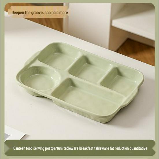 Multi-Compartment Ceramic Plate for Kids & Adults - Ideal for Weight Loss & Postpartum, Aesthetic Design for Balanced Meals