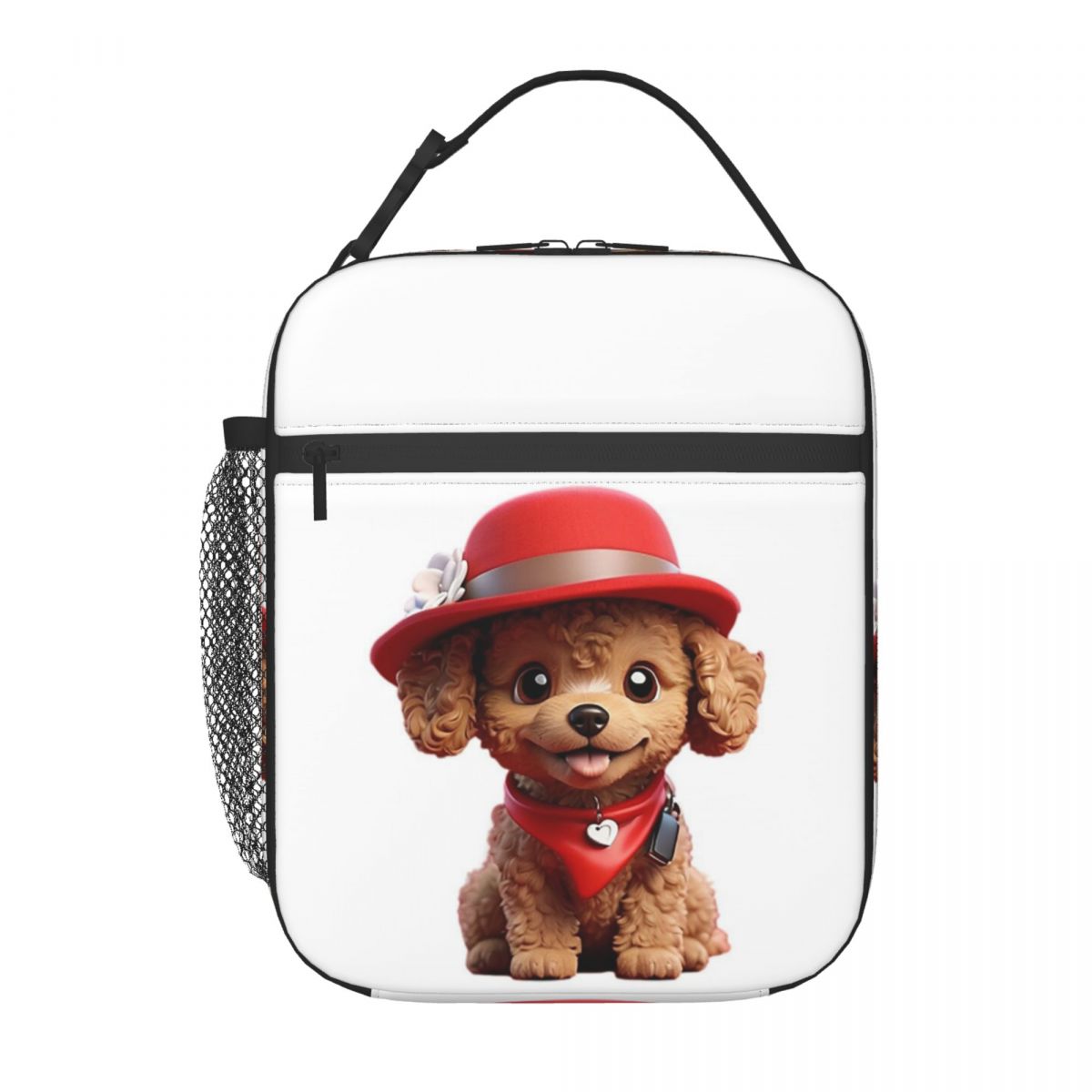 Cute Smiling Cartoon Toy Poodle Dog V2 Insulated Lunch Bag for Women Children Leakproof Food Boxes Thermal Lunch Box Tote One Size