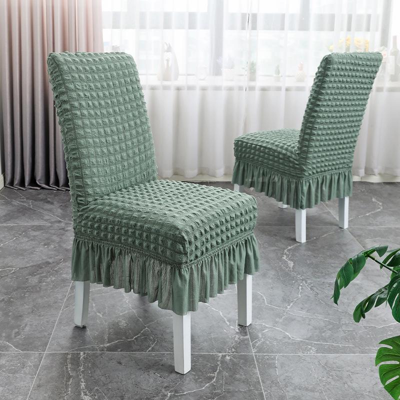 "Elastic Seersucker Skirt Dining Chair Cover - Thickened, Modern, Simple, and Dustproof"