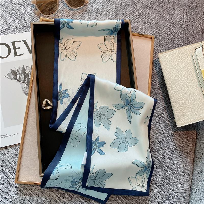 

Принт Узкий Атласный Шелковый Шарф для Женщин 15*145см Резинки для Волос Галстук на Шею Пояс Повязка на Голову Женские Платки Фуляр Головной Платок Бандана One Size