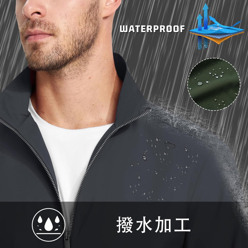 KEFITEVD Autumn Plus Lightweight Dark Size L Men's Jacket, Windproof, Water-Repellent, Outerwear, Golf, Workwear, Jumper, Size, Gray, Jacket, Winter,