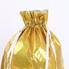 10 Pcs Christmas Drawstring Gift Bags Holiday Foil Gift Bags Reusable Xmas Gift Wrapping Bags for Gifts Presents Xmas Party Favors