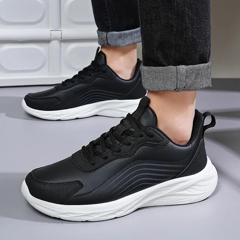 Fashion Men Casual Sport Shoes Light Sneakers Black 48 Leather Sneakers Vulcanized Shoes Comforthable Spring Sneakers Mens Casual Shoes