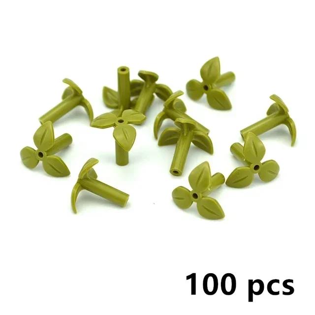 MOC Plants Accessories Bricks 3471 2435 6064 3778 City House Trees Pine Prickly Bush Green Grass Military Building Toys