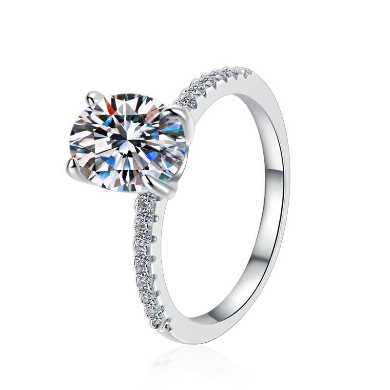 D Color Moissanite Ring 2ct Pigeon Egg Oval Simple Fashion Jewelry S925 Sterling Silver Engagement Ring Wedding Ring Gift for Girlfriend