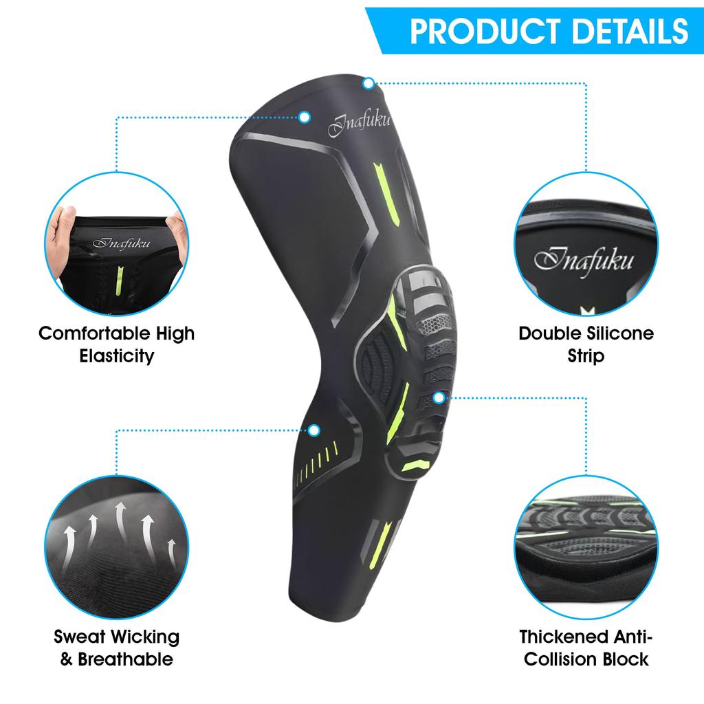 Inafuku Chrániče kolen Komprese nohou Šestihranné chrániče kolen Včelí plástev Kolenní ortéza pro ženy Muže Koleno Kolenní chránič pro Volejbal Fotbal Basketbal Tanec