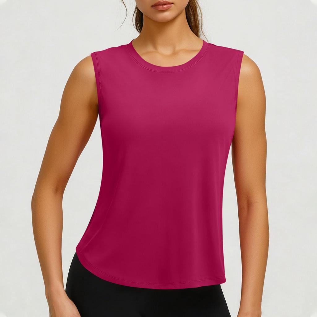 Ärmelloses Damen-Tanktop mit Rundhalsausschnitt, lockere Passform, leichter Pullover-Bluse für den Alltag und aktive Kleidung