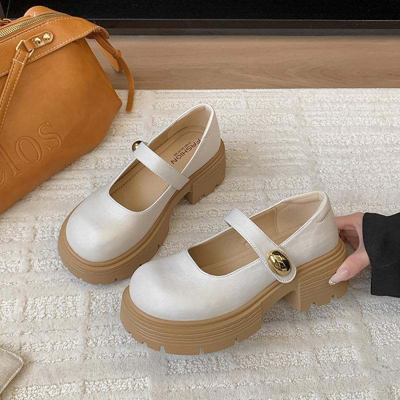 Platform Mary Jane single shoes women's autumn 2025 new muffin small man fashionable versatile word with small leather shoes