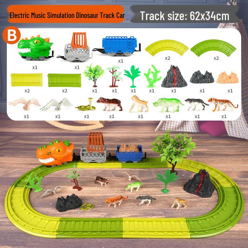 New Dinosaur-Shark Track Car Set with Versatile Track Combinations and Multiple Models