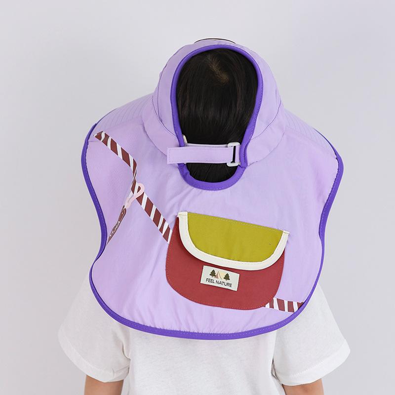Spring and Summer Children's Face Covering Breathable Sun Hat Cartoon Large brimmed Shawl Hat Travel Neck Protection Thin Sun Hat Boys and Girls