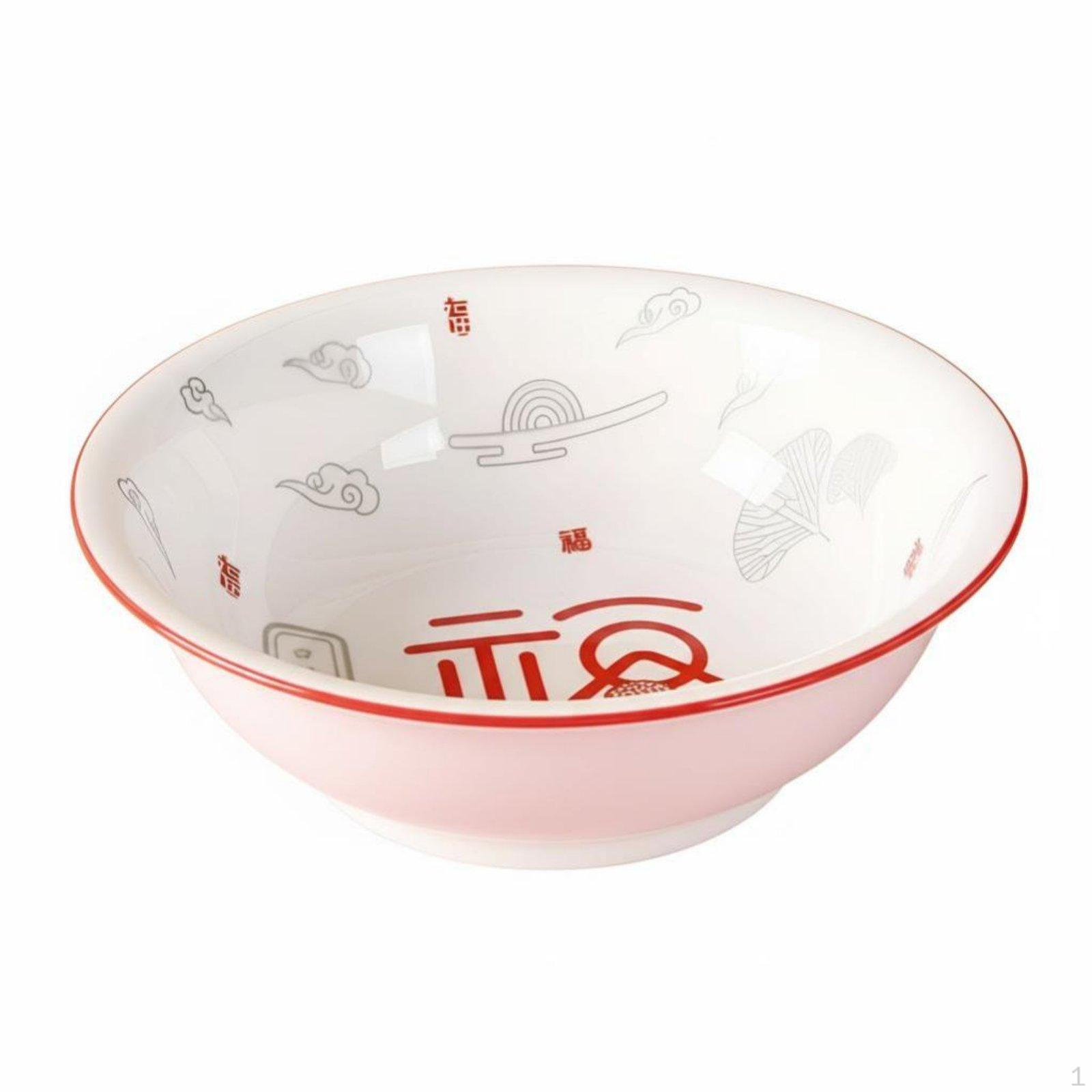 Ceramic Pasta Bowl, Red Chinese Style, Fu Character, Festive Year Tableware