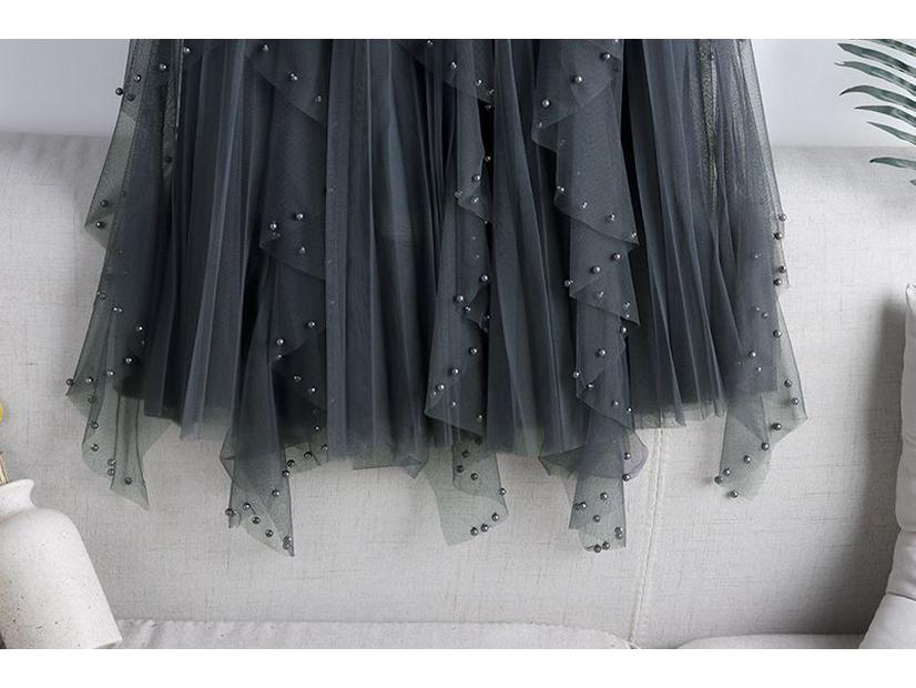 Women's Irregular A-line High Waist Mesh Skirt, 2025 Spring/Autumn