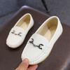 Children'S Boys Casual Leather Shoes Kids Metal Chain Buckle Loafers Peas Shoes Toddler Slipon Soft Boat Moccasin Of Baby Y