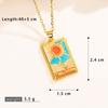 Retro Boyfriend Style Square Tarot Card Pendant Necklace with Zircon Clavicle Chain 