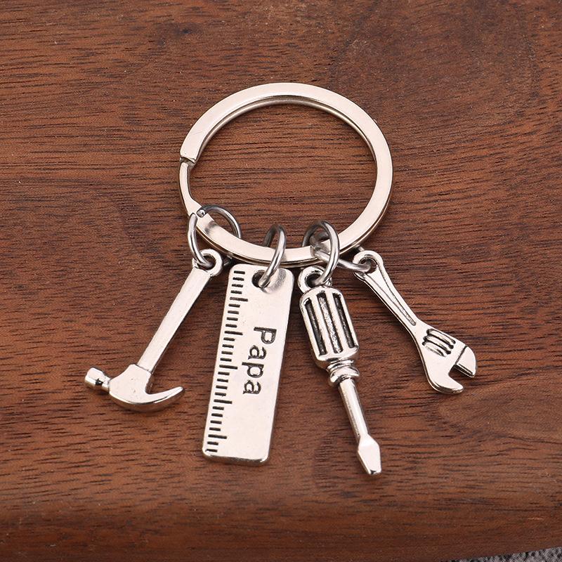 Keychain Mini Tools Set AlloyScrew Driver with Ruler Hammer Wrench Screwdriver Key Chain Key Ring Carabiner Charms Father's Gift