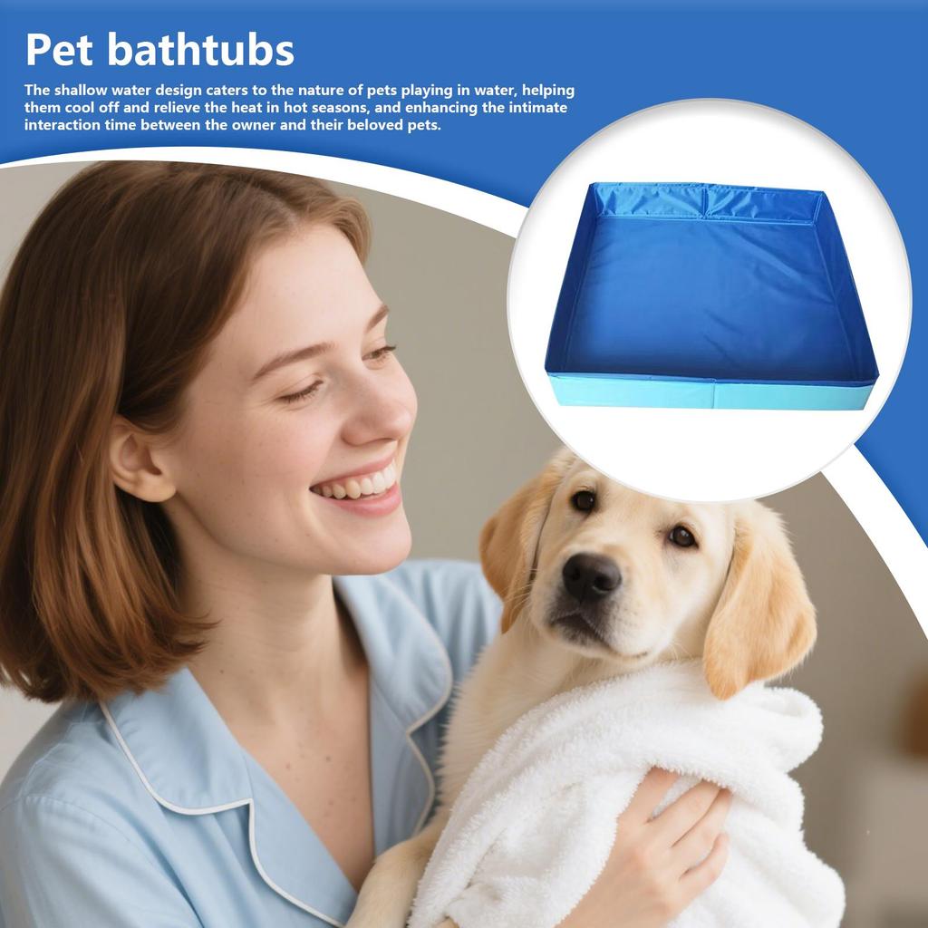 Pet Bath Pool PVC Foldable Dog Bath Tub Square-Shaped Anti-Slip Save Space Pet Puppy Bathing Tub for Home Yard Garden Outdoor