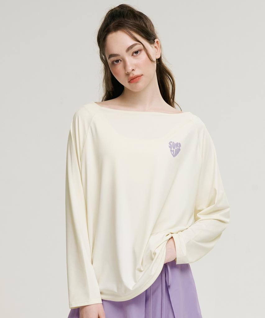 Leijibi Cotton Candy String Oversized Women'S Long Sleeve Rash Guard Coconut Milk