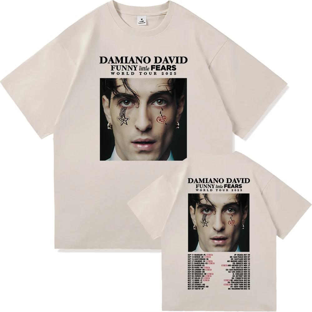 Heißer Verkauf Damiano David Lustige Kleine Ängste Welttournee Poster Grafikdruck T-Shirt Herren Damen Streetwear Harajuku Hip Hop Locker Lässig Übergroßes Oberteil