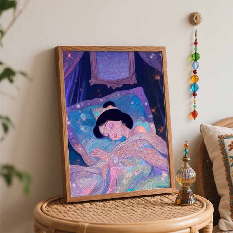 Disney Princess Jasmine DIY Oil Painting Art Painting Kit Home Wall Decor Handmade Gift For Adult Sparkling Sleeping Bed Bedroom Art