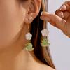 Fun Glazed Octopus Flower Fringed Earrings, Female Niche Design Glazed Earrings, Personalized Versatile Earrings