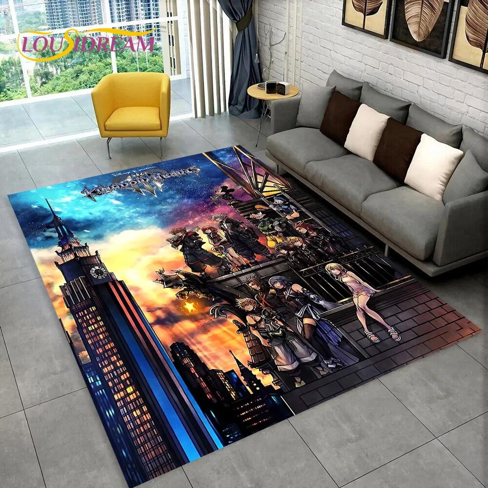 HD Cartoon Kingdom Hearts Games 3D Carpet Rug for Bedroom Living Room Home Sofa Decoration,Children Large Decor Floor Mat Gift