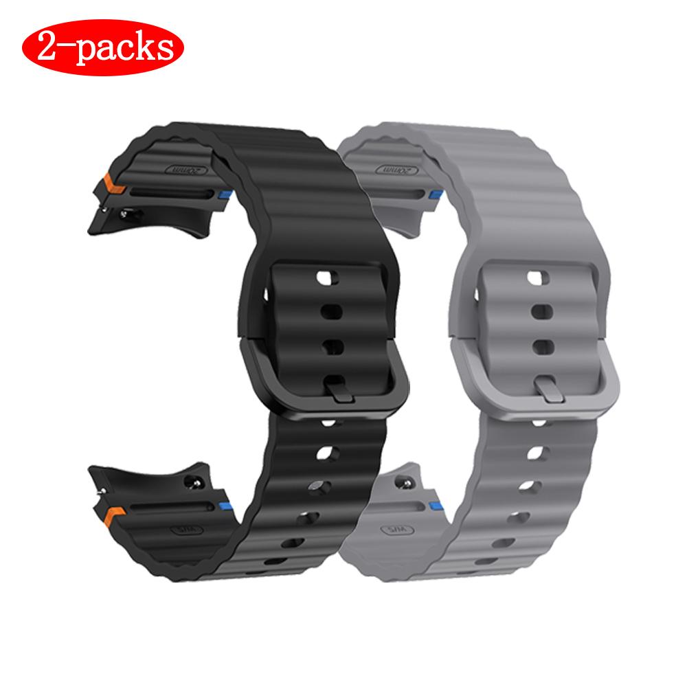 2Packs Suitable for Samsung watch7/FE wave stitched color buckle silicone strap Suitable for Samsung watch6/5/4 strap