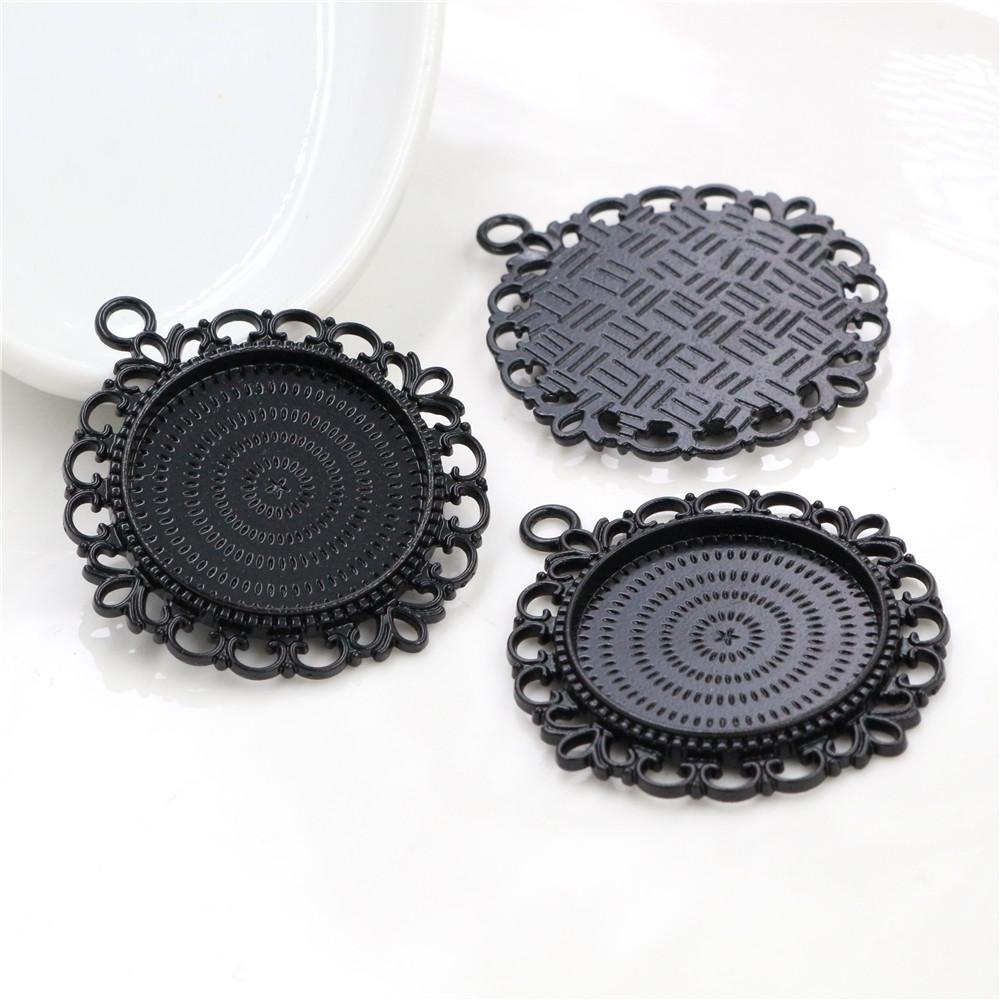 5pcs 25mm Inner Size Pendant Cabochons Blank Base Setting Bezel Tray Alloy DIY Jewelry Making Accessories for Necklace Keychains