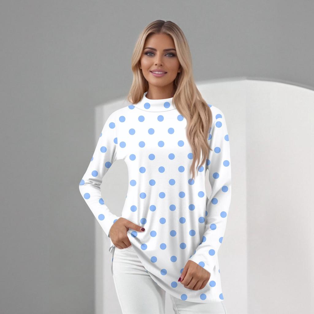 Women's Daily Casual Long Sleeve Mid Collar Top