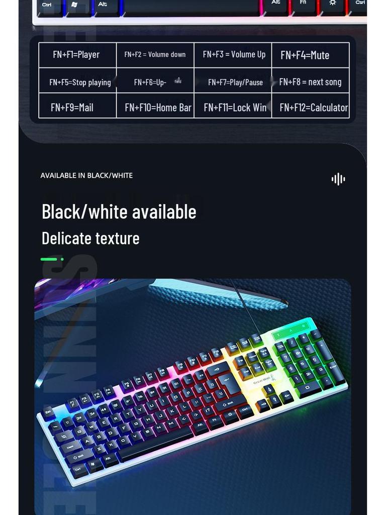 4-in-1 Wired Luminous Gaming Set: Keyboard, Mouse, Headset, Mouse Pad.