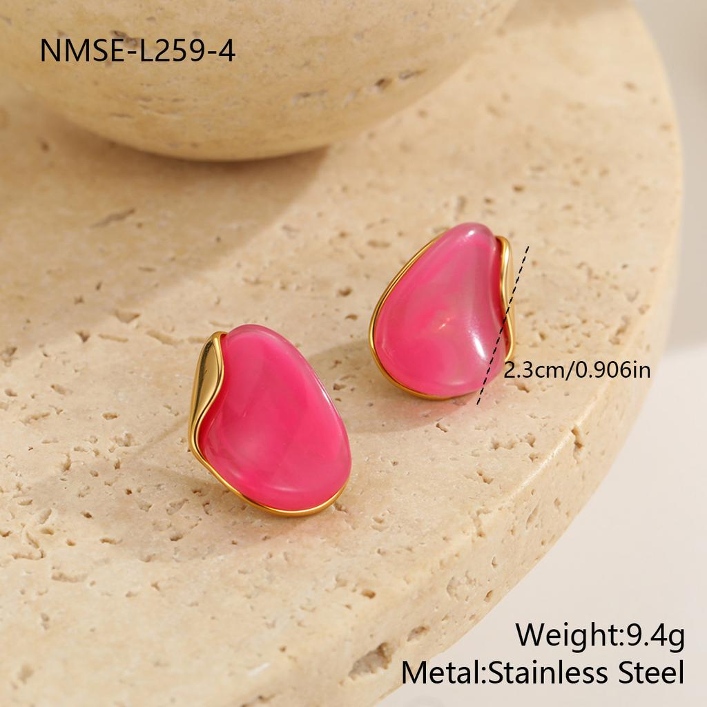 Color Retro Amber Resin K Gold Earrings French Light Luxury ins Premium Maillard Stud Earrings Women
