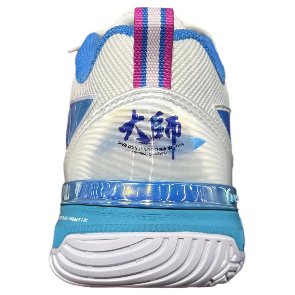 Li Ning Blade Ma Cushioning Slip Resistant Abrasion Resistant Low Top Badminton Shoes Unisex White Pink Blue AYAU005-4