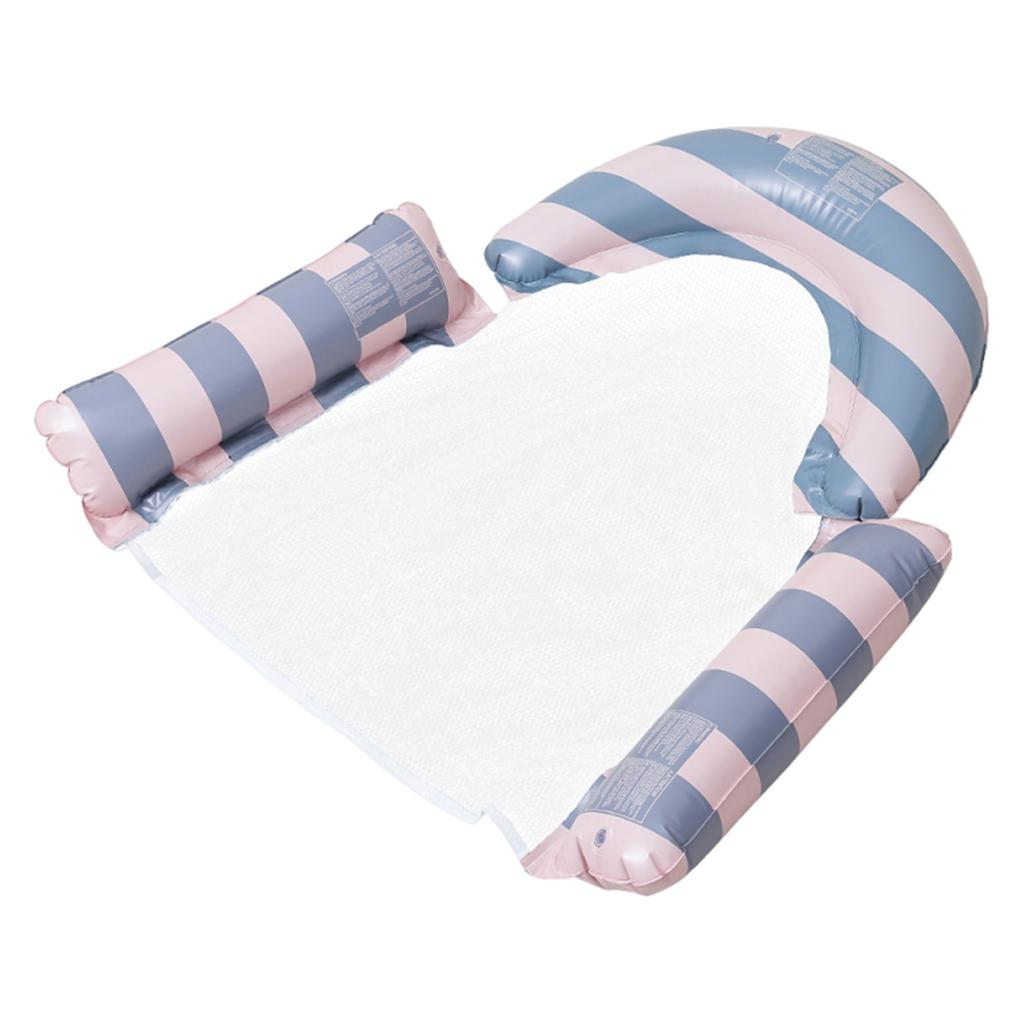 Stripe Pattern Float Air Cushion Leakproof Inflatable Floating Single Seat Thickened Floating Bed for Summer Water Entertainment