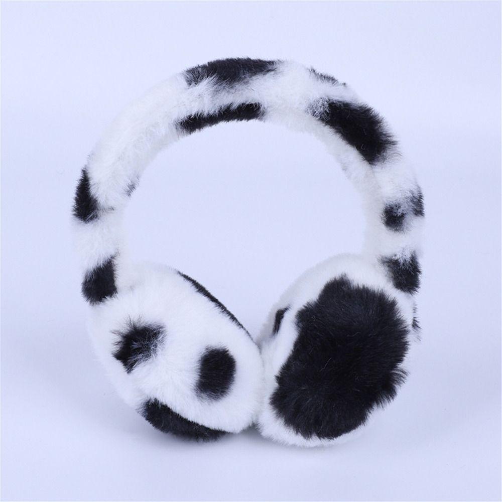 Cow Print Plush Earmuffs Retractable Children's Christmas Gifts Kids Ear Warmers  for Boys Girls