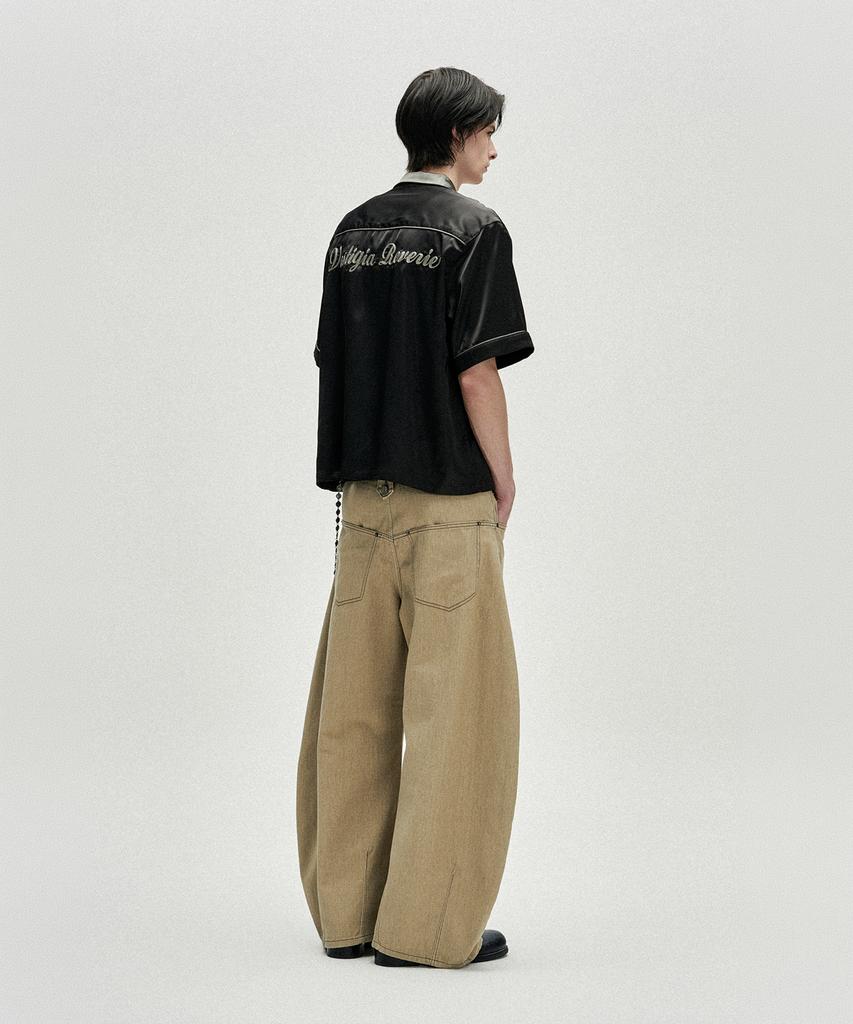 NOT4NERD Chain Stitch Half Bowling Shirt - Black