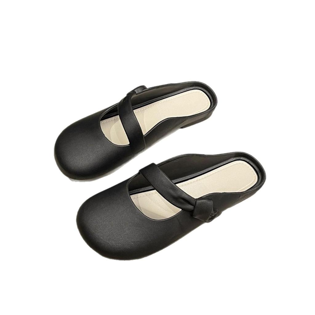 Women's Floral Baotou Half Slippers – Elegant, Versatile Flat Shoes for Summer