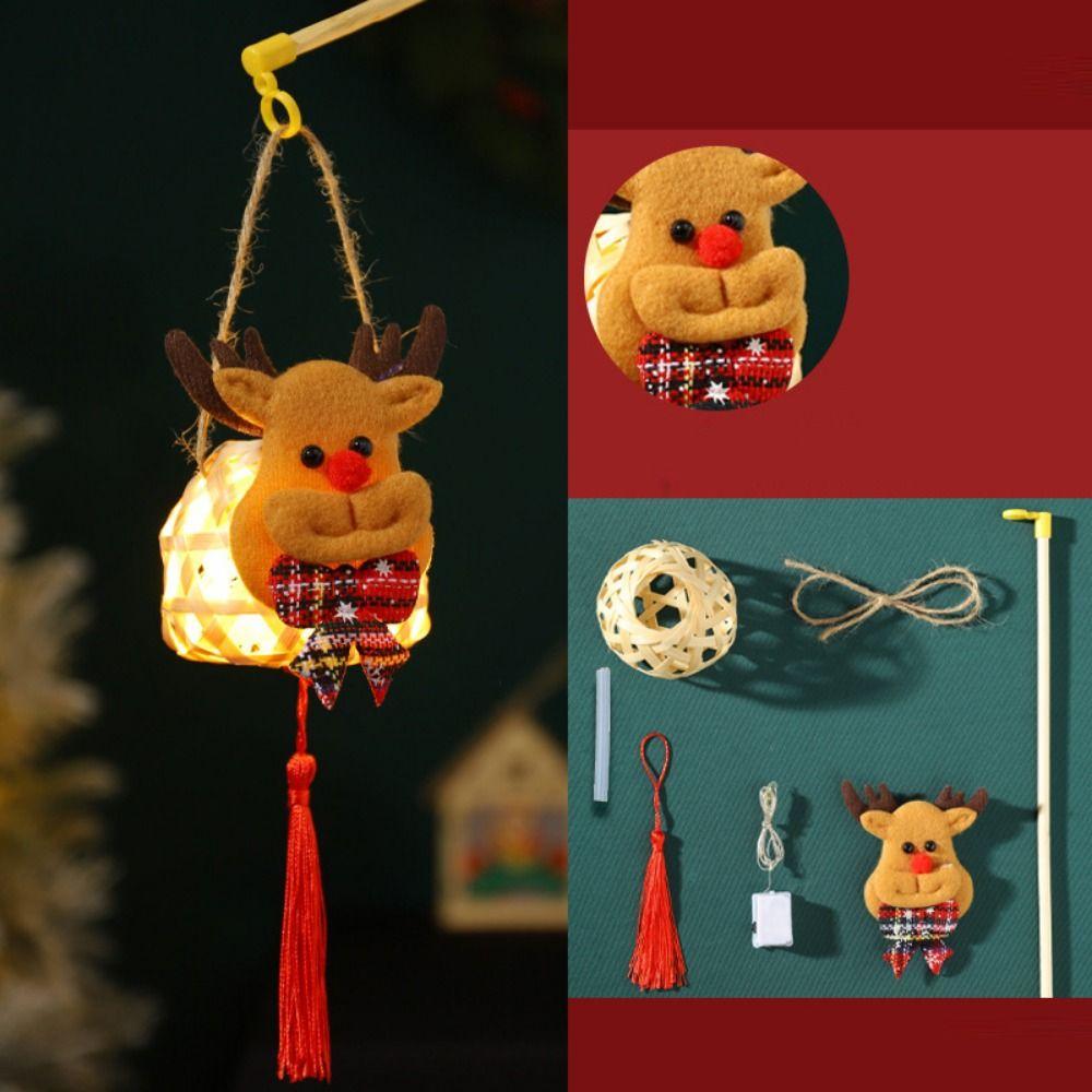 Handheld Christmas Bamboo Lantern Light-emitting Handmade Woven Lamp  Decoration