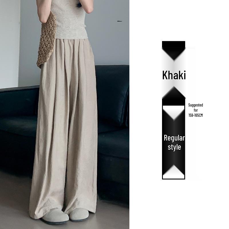 

Women s High-Waisted Ice Silk Textured Wide-Leg Pants - Douyin Quality, White, Slimming, 2025 New Arrival S (75-95 lbs)