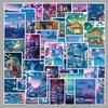 50 Japanese Anime Night View Graffiti Stickers - Cartoon Guka Diary, Waterproof for Phone Cases, Suitcases, and Skateboards.