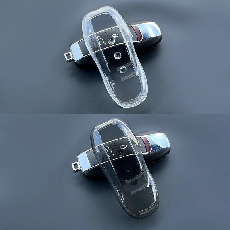 soft TPU Car Key Cover Case Protector for New Porsche Macan 718 Cayenne Paramela 911 Smart Remote Transparent shell Accessories