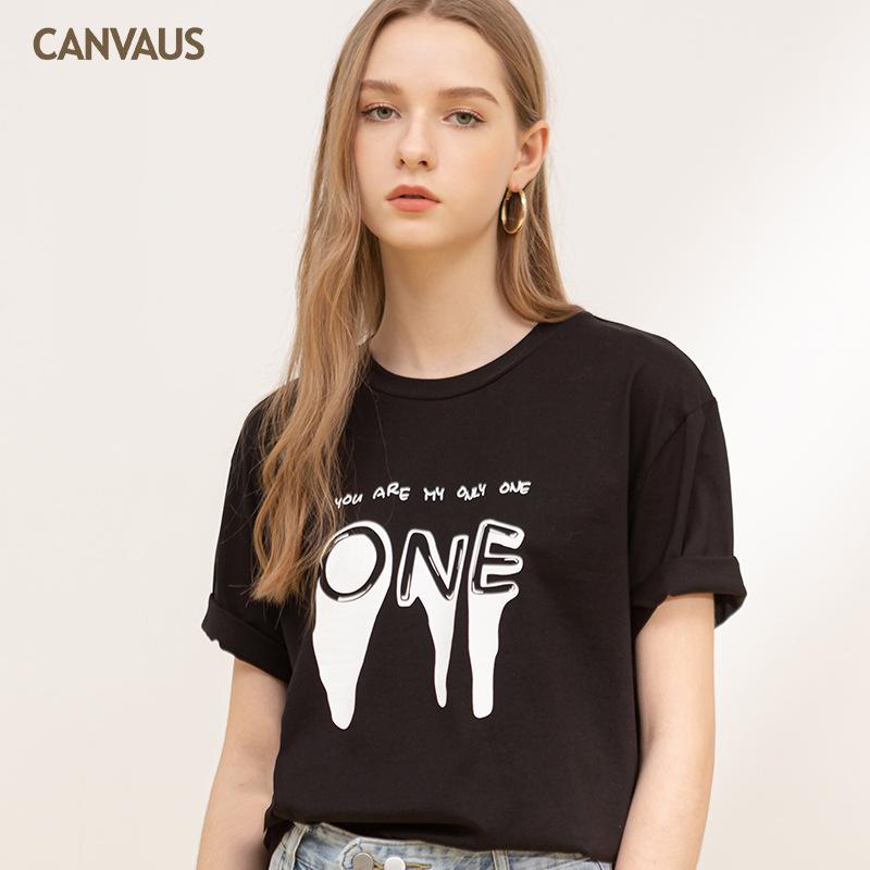 European And American Summer Women'S Loose Bf Letter Pattern Ins Neutral Wind Wear Short-Sleeved T-Shirt Straight Trendy Women