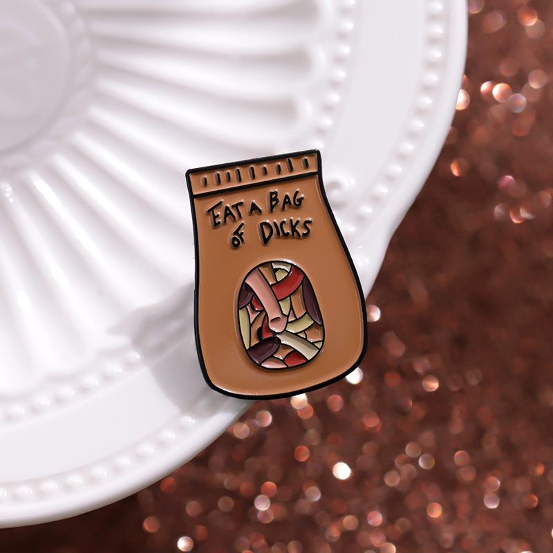 And Unique Fashionable Brown Geometric Letter Brooch Trendy Metal Pin For Personal Style