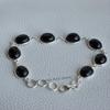 Zwarte Onyx Armband, Handgemaakte 925 Sterling Zilver Zwarte Edelsteen Armband, Cadeau voor Haar, Lichtgewicht Zetting Armband