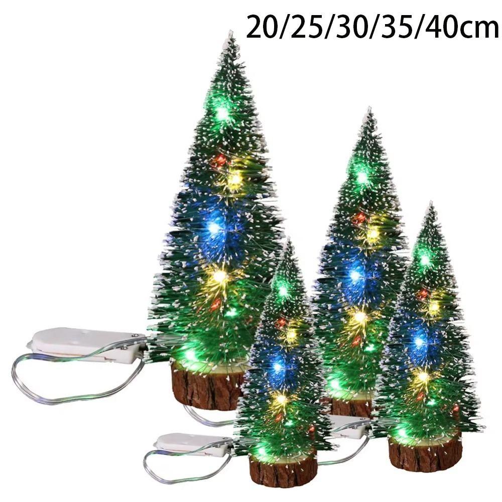 New 20/25/30/40cm Mini Christmas Tree DIY Handicraft LED Light Artificial Christmas Tree Party Decoration New Year Gift