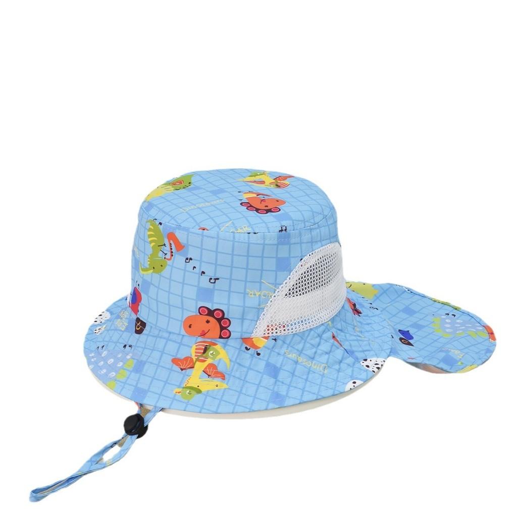 Summer Kids Sun Hat With Wide Brim Cotton Polyester Uv Protection For Boys Girls