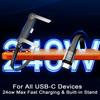 2-IN-1 Type-C 240W Fast Charging Data Cable with Foldable Phone Holder Dual PD High-Speed Charger Cord for Mobile Phones Tablets